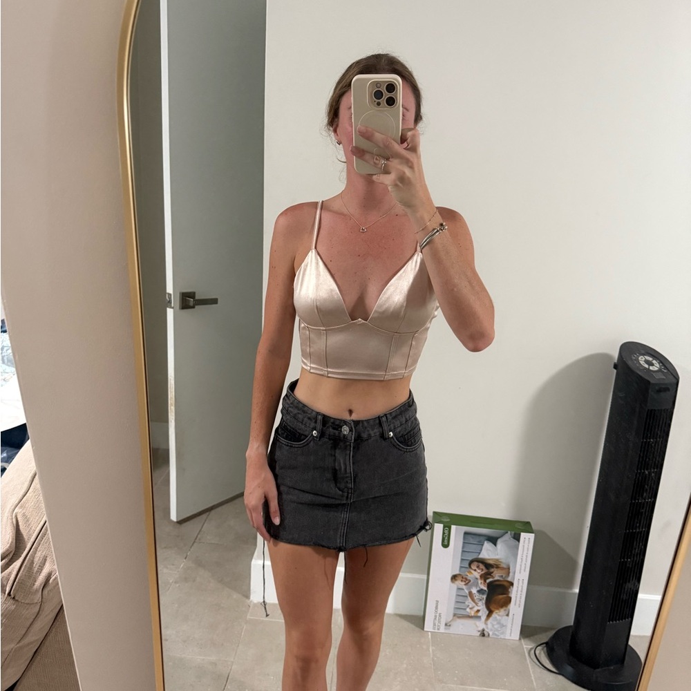 SHEIN Satin Cream Top